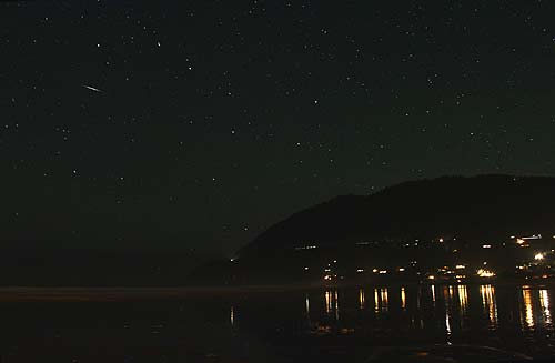 a celestial object streaking over Manzanita, north Oregon coast)