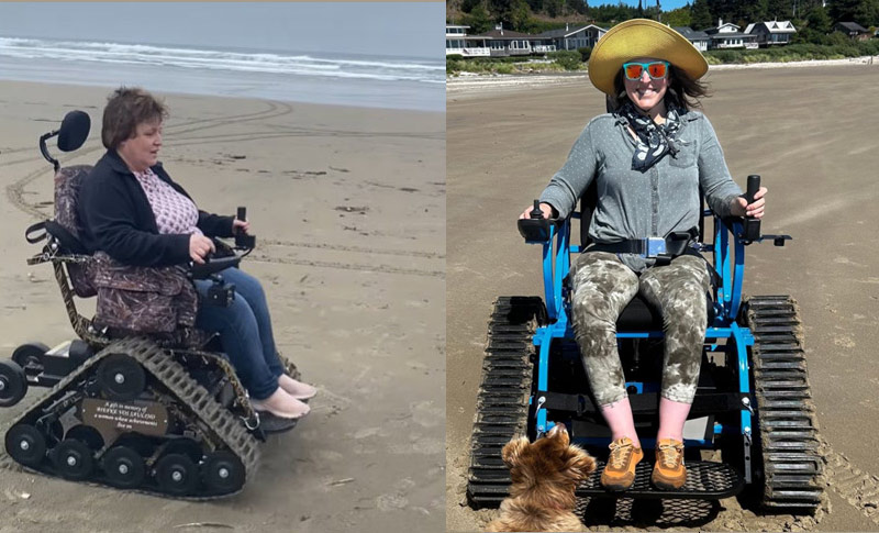 Beach mobility chairs on north Oregon coast