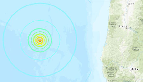 South Oregon Coast Quake at Magnitude 6.3 