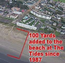 100 yards were added to beach in front of The Tides after 1987