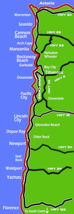 northern oregon coast map Oregon Coast Map And Mileage Chart Map Of Oregon Coast And Miles northern oregon coast map