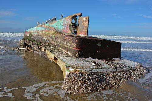 Japanese Fishing Boat Washes Up on N. Oregon Coast, near Cannon Beach 