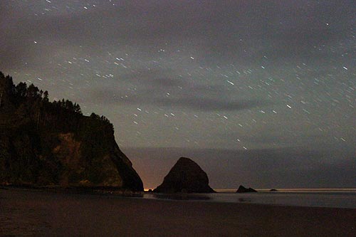 Arch Cape at night, near Cannon Beach