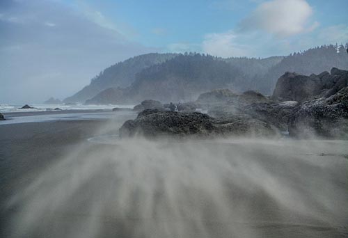 Cannon Beach in a wind storm, courtesy Tiffany Boothe, Seaside Aquarium