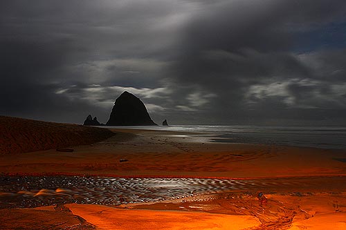 Cannon Beach at night