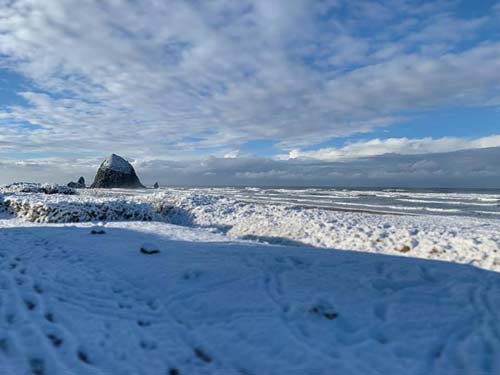 Photos: Astounding Snow Day on Oregon Coast 