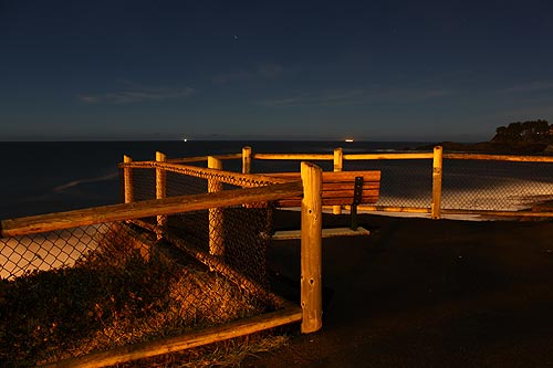 Whale Watch Center Depoe Bay viewing area at night