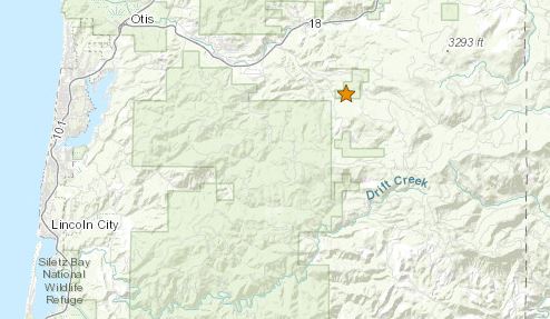 Small Earthquake Just Inland on Oregon Coast Felt By a Few