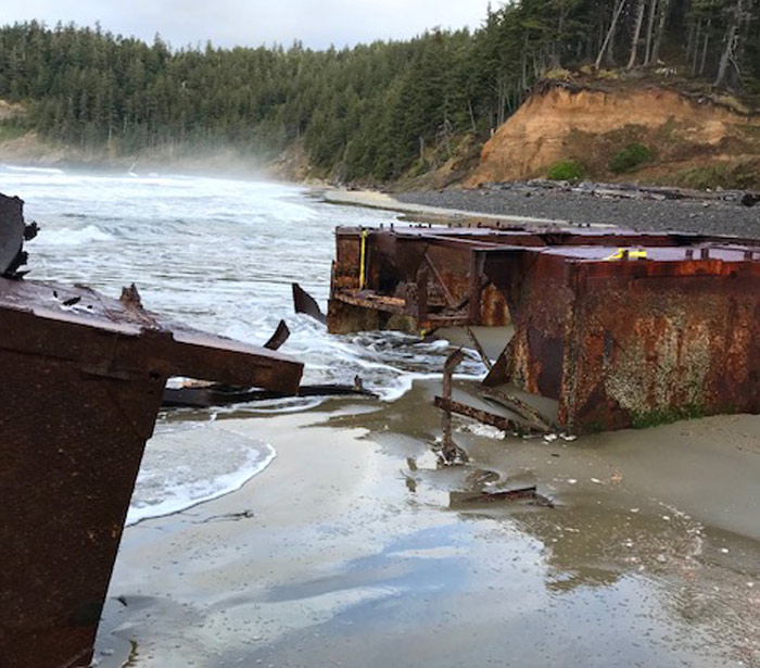 Mystery Metal Platform Washes Up on N. Oregon Coast, Volunteers Needed 