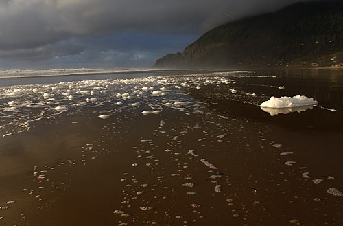 Five Freaky Features of an Oregon Coast Winter You Don't Know About: huge foam at Manzanita