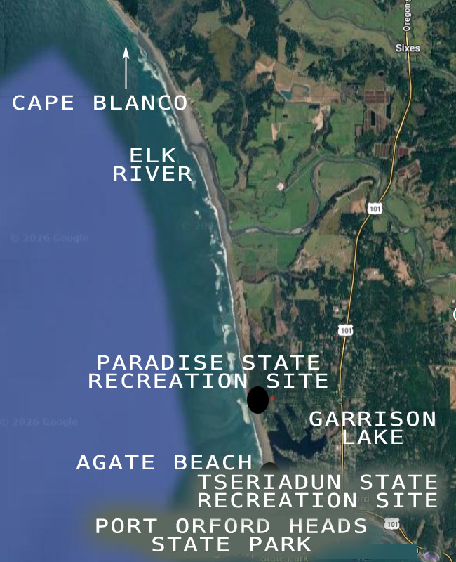 Map of Tseriadun State Recreation Site / Agate Beach / Elk River and Paradise Point State Recreation Site