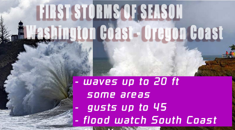 Oregon / Washington Coast Alerts: Flood Watch, First Big Waves of Season