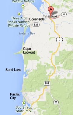 Three Capes Tour , Oregon Coast map