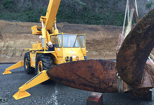 the propeller from a World War II ship raised in Newport