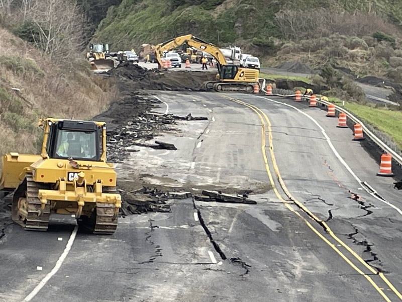 S. Oregon Coast Landslide Sinks Highway Up to 12 Feet, Adds Hours of Drive Time