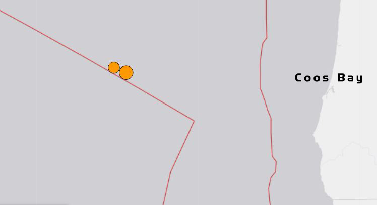 Two Sizable Earthquakes Off S. Oregon Coast Within Minutes of Each Other