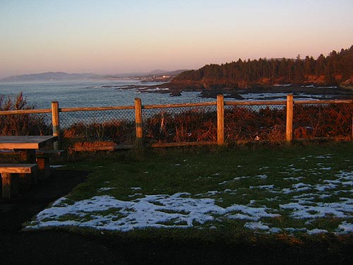 Snow Accumulation for Portland, Oregon Coast Range; Few Flakes on Beaches 