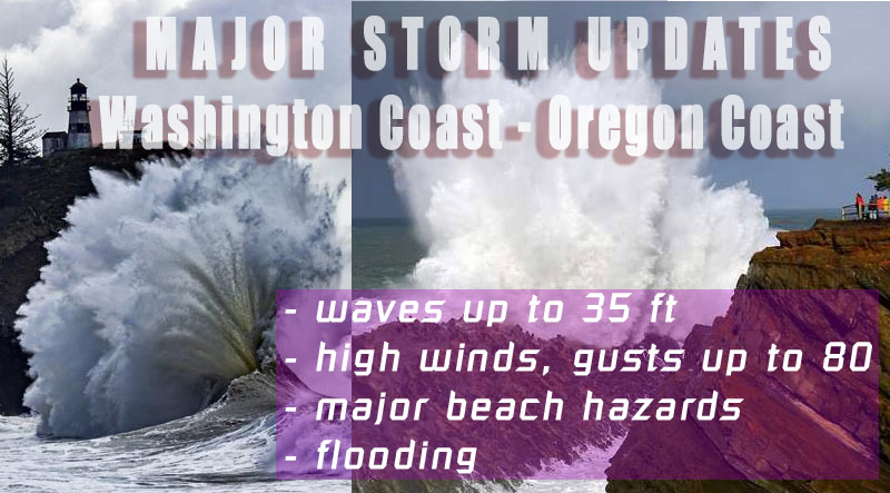 Storm Update: Monster Waves and Winds for Oregon / Washington Coast; Many Warnings