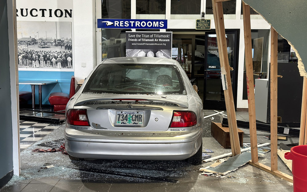 Bizarre Crime Sprees in N. Oregon Coast Town Include Car Rammed Through Tillamook Air Museum 