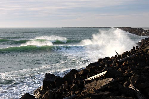 south jetty of the Columbia River, at Fort Stevens State Park