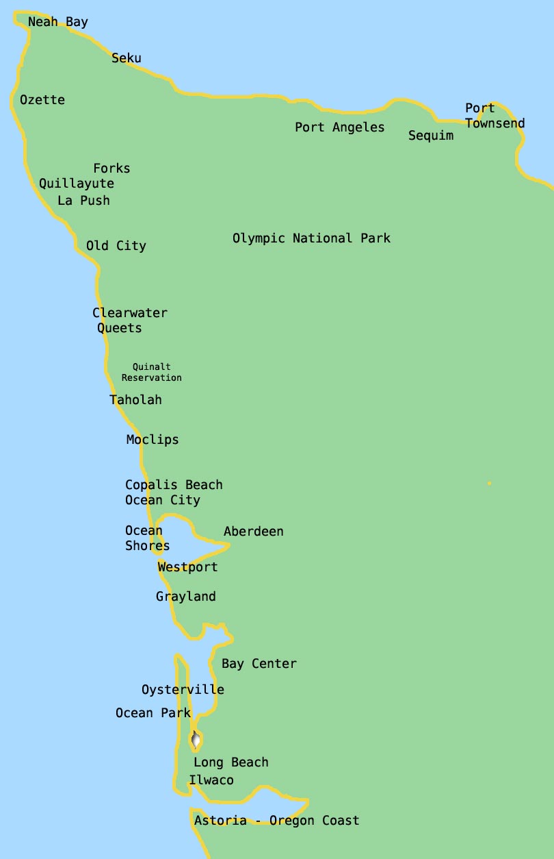 map of oregon and washington coastline Washington Coast Travel Guide Map map of oregon and washington coastline