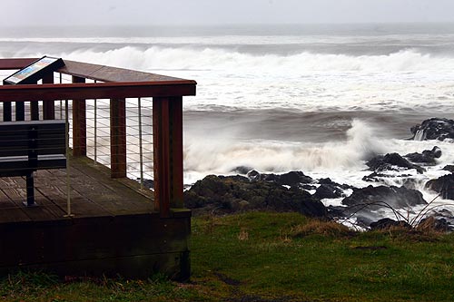 Stormy Waves for Oregon Coast On and Off; Portland Dries Slightly, Snow in Mountains